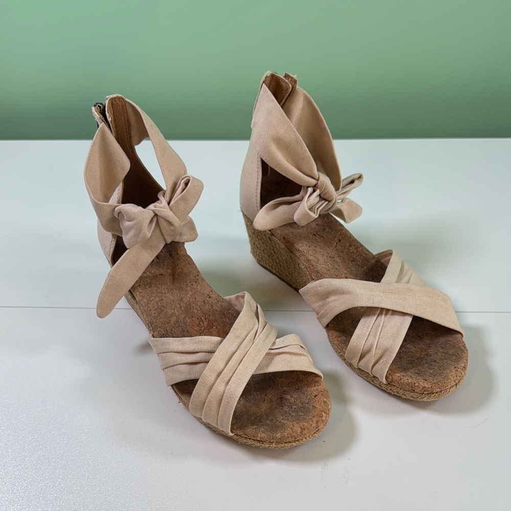 UGG Tan Wedge Sandals with Criss-Cross Straps